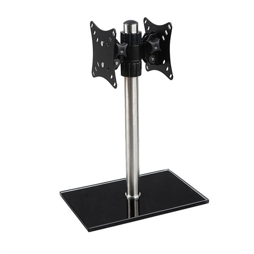 GLigeT Monitor Arm Gas Dual LCD Monitor Mount Holder Free-Standing Desk Stand Riser for 14~27 Inch Screen with Tilt, Height Adjustable, Rotation, Hold Up to 22Lbs/arm Monitor Desk Mount