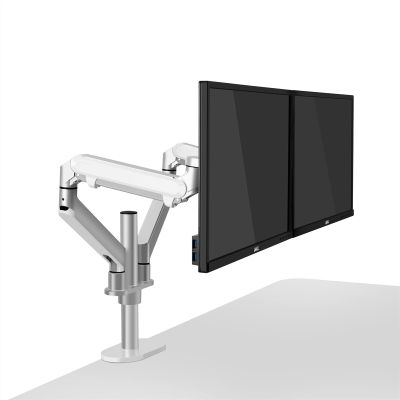 GLigeT Monitor Arm Gas Desktop 17-32 inch Dual LCD Monitor Mount Arm Full Motion Aluminum Monitor Holder Adjustable Gas Spring Monitor Arm Load 2-8kgs Each Monitor Desk Mount (Color : Silver Grey)
