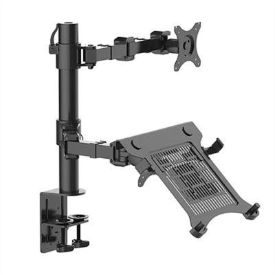 GLigeT Monitor Arm Gas Dual Arm Laptop & Monitor Stand, Full Motion Height Adjustable Arms, Mount 11-15.6" Laptop and 10-27" Monitor, Hold Up to 22lbs/arm Monitor Desk Mount