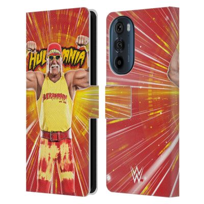 Head Case Designs Officially Licensed WWE Portrait Hulk Hogan Leather Book Wallet Case Cover Compatible with Motorola Edge 30