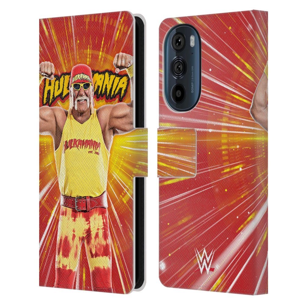 Head Case Designs Officially Licensed WWE Portrait Hulk Hogan Leather Book Wallet Case Cover Compatible with Motorola Edge 30