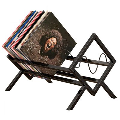 Record Player Stand, Vinyl Records Holder, Turntable Stand, Metal Album Frames for Vinyl Records, Record Storage Holder for Living Room, Bedroom, Office, Black