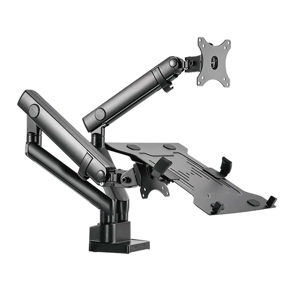 GLigeT Monitor Arm Gas Adjustable Dual Arm Desk Mounts Monitor and Laptop Mount with Mechanical Spring Dual Monitor Stand with Clamp Fixing/Washer Mounting Base Monitor Desk Mount (Size : B)