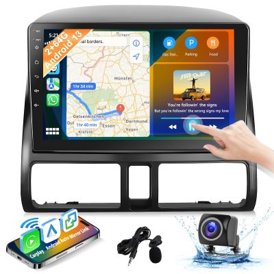 Podofo [2+64G] Wireless Apple Carplay Android Auto Car Stereo for Honda CRV 2002-2006,9 Inch Touchscreen Car Radio Receiver with Bluetooth/GPS Navigation/FM&RDS Radio/Mirror Link/SWC+Backup Camera