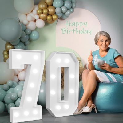 3FT Marquee Numbers 70, Large Light up Numbers 70th Birthday Decorations
