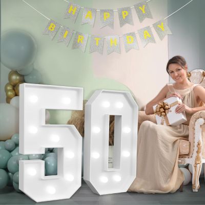3FT Marquee Numbers 50, Large Light up Numbers 50th Birthday Decorations
