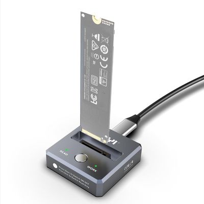 JMT M.2 SSD Reader 10Gbps with Write Protection Compatible with NVMe/SATA to USB-C PCIe SSD Docking Station (NVMe/SATA Dual Protocol)