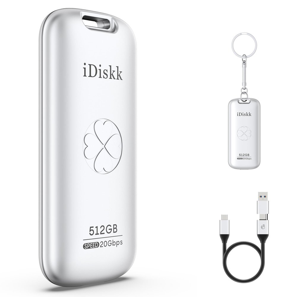 iDiskk Plug-Play 512GB HIgh Speed 2000MB/s Portable SSD |Pocket-Sized | USB 3.2 Gen 2x2 | External Solid State Drive | Photo Stick Compatible with Xbox,PS4,iPad,PC&Mac,PC,Android Phones,Cameras