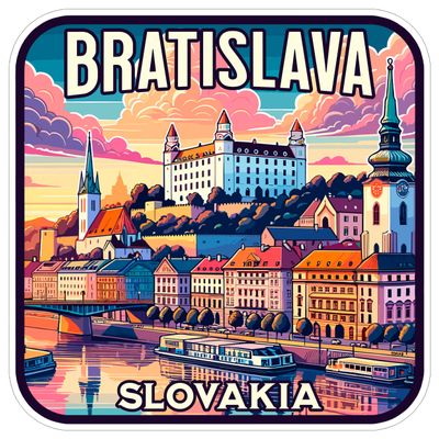 Bratislava Slovakia Sticker 4 Inch City Travel Souvenir Destination - Waterproof Vinyl Decal for Laptop Water Bottle Car Tumbler - Durable Aesthetic Long-Lasting Stickers for Adults ID44990