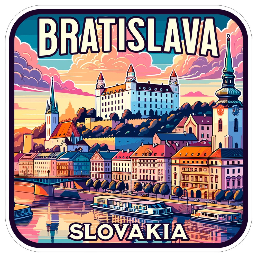 Bratislava Slovakia Sticker 4 Inch City Travel Souvenir Destination - Waterproof Vinyl Decal for Laptop Water Bottle Car Tumbler - Durable Aesthetic Long-Lasting Stickers for Adults ID44990