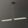 SteFik Brass Linear Pendant Light, Modern 26W LED 3 Color Mode Hanging Lamp, Metal Long Ring Suspension Lamps with Acrylic Shade Drop Lights, Minimalist Kitchen Island Chandeliers,Pendant view 1