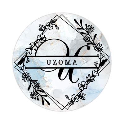 Zyadsinoudor 50 Pcs Initial Letter U Vinyl Stickers Monogram Floral Wreath Vinyl Decal Family Name Waterproof Personalized Sticker Vinyl Stickers for Water Bottles Laptop Cup Scrapbooks 3inch