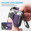Maxjoy for AirPods 2nd Generation Case Cover, AirPods Case with Lock Gen 2 Hard Shell Shockproof Protective Cover with Keychain Cleaner Kit Compatible with Apple AirPods2 AirPods1, Carbon Fiber Purple view 2