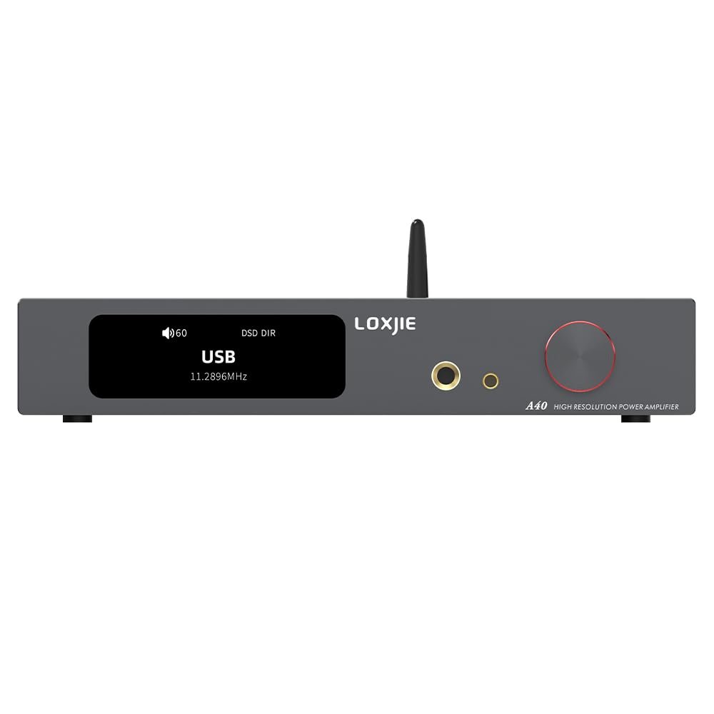LOXJIE A40 HiFi Digital Audio Power Amplifier Headphone Amplifier,Bluetooth 5.1,HDMI(ARC),165W*4,MA5332MS Chip,NJW1194 Chip,MQA Full Decoding,Support Transmission DSD,with Remote Control