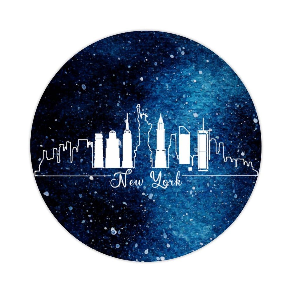 Zyadsinoudor 50 Pieces America New York Skyline Vinyl Laptop Sticker Landscape Sticker Decal City Scenery Waterproof Round Labels Stickers for Water Bottle Laptop Stickers Cellphone Cup 4inch