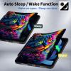BPQOJB Case for All-New Fire HD 10 Tablet (13th Generation 10.1 inch 2023 Release) 360 Degree Rotating Stand Black PU Leather Smart Cover with Auto Wake/Sleep - Colorful Cat view 3