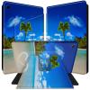 BPQOJB Case for Samsung Galaxy Tab A9 Plus Case 360 Degree Rotating Stand Black PU Leather Smart Cover with Auto Wake/Sleep Tablet Cover for Samsung Galaxy Tab A9 Plus 11 inch 2023 - Beach Palm Trees view 1