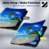 BPQOJB Case for Samsung Galaxy Tab A9 Plus Case 360 Degree Rotating Stand Black PU Leather Smart Cover with Auto Wake/Sleep Tablet Cover for Samsung Galaxy Tab A9 Plus 11 inch 2023 - Beach Palm Trees view 3