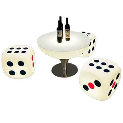 ESRADA LED Cube Dice Chair, Cordless 16 RGB Colors Changing Glow Cube Seat, Waterproof Cool Rechargeable LED Furniture Dimmable LED Mood Lighting Light for Patio 1 Table +3chairs