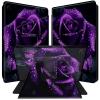 BPQOJB Case for Samsung Galaxy Tab A9 Plus Case 360 Degree Rotating Stand Black PU Leather Smart Cover with Auto Wake/Sleep Tablet Cover for Samsung Galaxy Tab A9 Plus 11 inch 2023 - a Purple Rose view 1