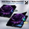BPQOJB Case for Samsung Galaxy Tab A9 Plus Case 360 Degree Rotating Stand Black PU Leather Smart Cover with Auto Wake/Sleep Tablet Cover for Samsung Galaxy Tab A9 Plus 11 inch 2023 - a Purple Rose view 3