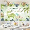 12x8ft Dinosaur Baby Shower Backdrop Its a Boy Tropical Jungle Theme Photography Background for Boy Gender Reveal Party Banner Decorations Supplies Photo Booth Props view 4