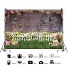 12x8ft Spring Easter Backdrop Flower Fence Rose Brick Wall Photography Background Kids Birthday Baby Shower Party Banner Decorations Supplies Photo Booth Props view 2