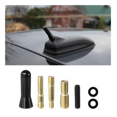 Sylvil Car Short Antenna, 1.37" Aluminum Radio Antennas Replacement, Carbon Fiber Antenna Kit with Screws, AM/FM Roof Mount Car Radio Reception Antennas Mast for Most Cars SUVs (Black)