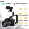 4K 64MP HD NightDigital Camera with 3in Color Display, 16X Digital Zoom, 120 Degree Wide Angle and Fill Light for Iris Cut Switching, Macro Lens Fast view 4