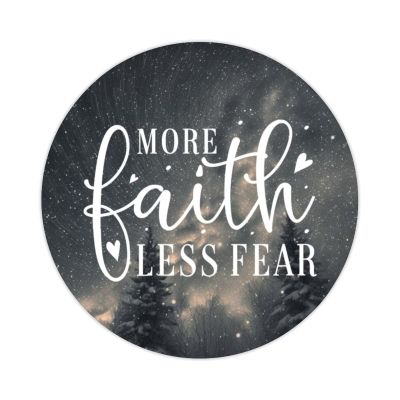 Zyadsinoudor More Faith Less Fear Stickers 50 Pcs Positive Family Prayer Stickers Pack Durable Waterproof Round Labels Stickers for Skateboard Laptop Phone Computer Notebook 3inch