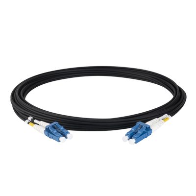 SpeedyFiberTX 1-Pack 20 Meter Short Boot LC to LC Outdoor Armored Fiber Patch Cable, Corning SMF-28 Singlemode 9/125um Ultra Optical Fiber, Duplex Black LSZH UV-Proof Cable Jacket