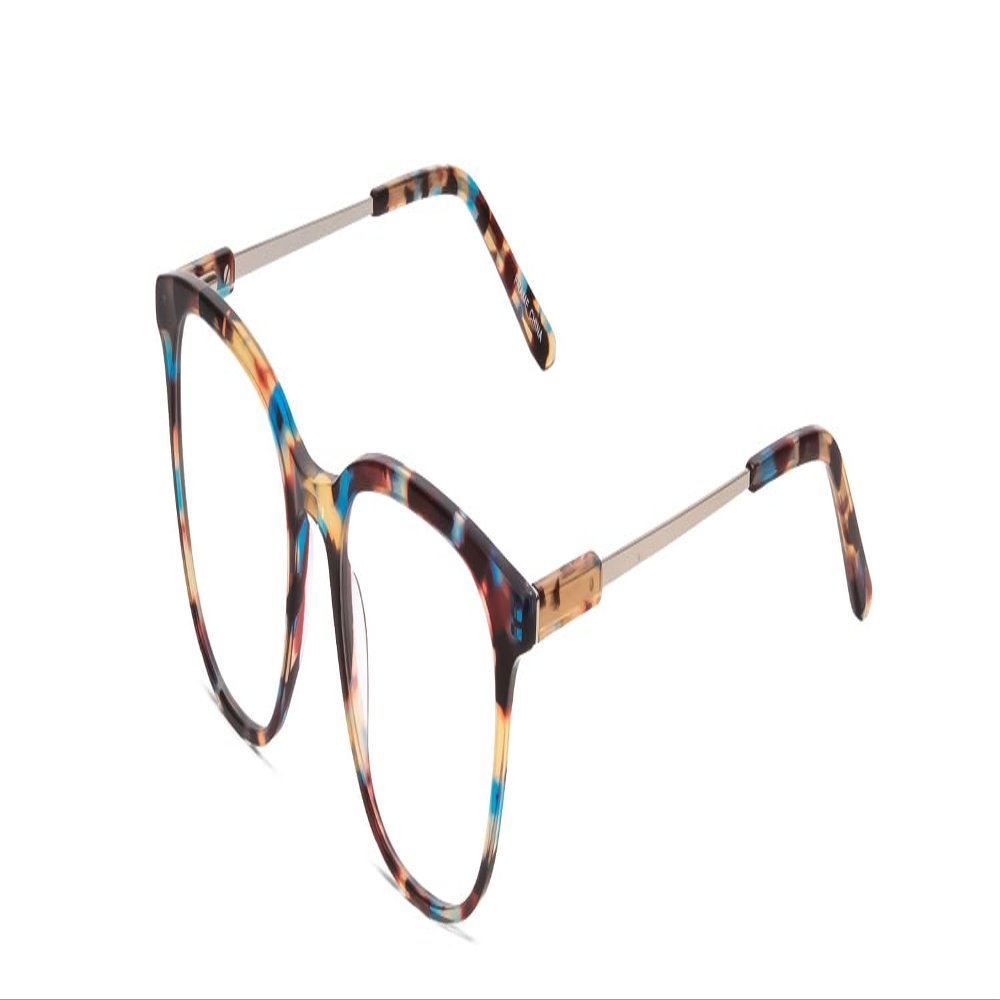 Calabria Ernest 4859 Cat-Eye Blue Light Blocking Reading Glasses +1.25 Blue Rose Plum Yellow Tortoise Havana Silver Women