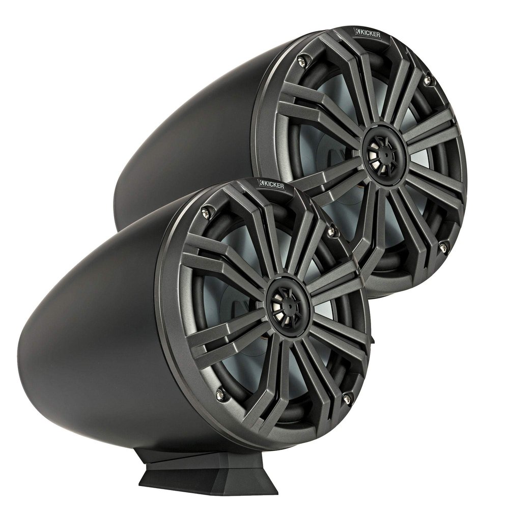 Kicker 46KMFC8 Marine Audio 8" Coaxial Tower Speaker System|Weather Resistant|UV Resistant|RGB LED Lighting|One-Inch Tweeter|150 Watts RMS|300 Watts Peak|4-Ohm Impedance (Renewed)