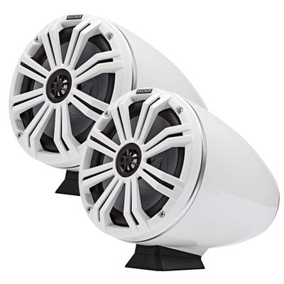 Kicker 46KMFC8 300w 8-inch White Marine LED Speakers+Surface Mount Pods 46KMFC8W (Renewed)
