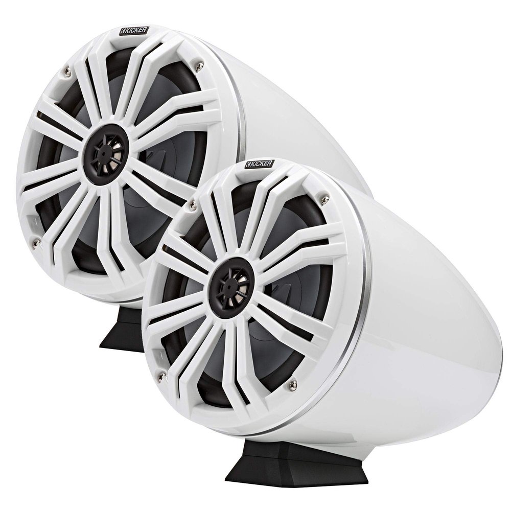 Kicker 46KMFC8 300w 8-inch White Marine LED Speakers+Surface Mount Pods 46KMFC8W (Renewed)