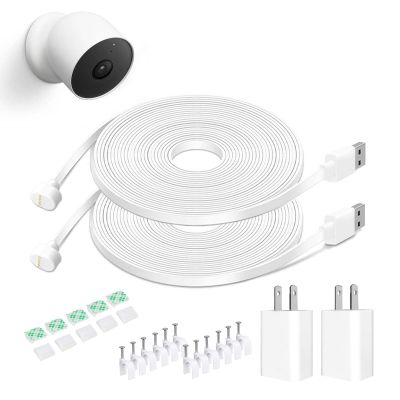 DIANMU 20FT Power Cord and Adapter for Google Nest Cam Outdoor or Indoor (Battery), Weatherproof Charging Cable with Charger for Your Nest Outdoor Camera - 2nd Gen, 2 Pack