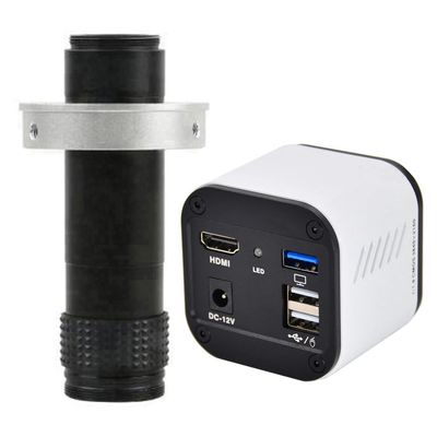 4K UHD 30fps HDMI USB Output Digital Industrial Microscope Camera & 120X C-Mount Lens