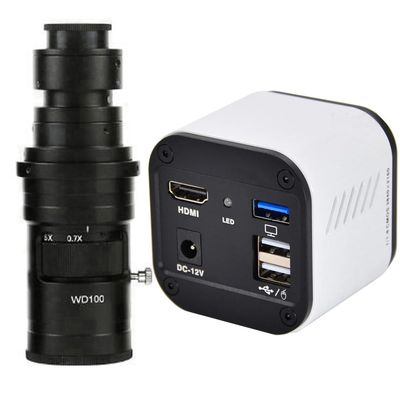 4K UHD 30fps HDMI USB Output Digital Industrial Microscope Camera & 200X C-Mount Lens