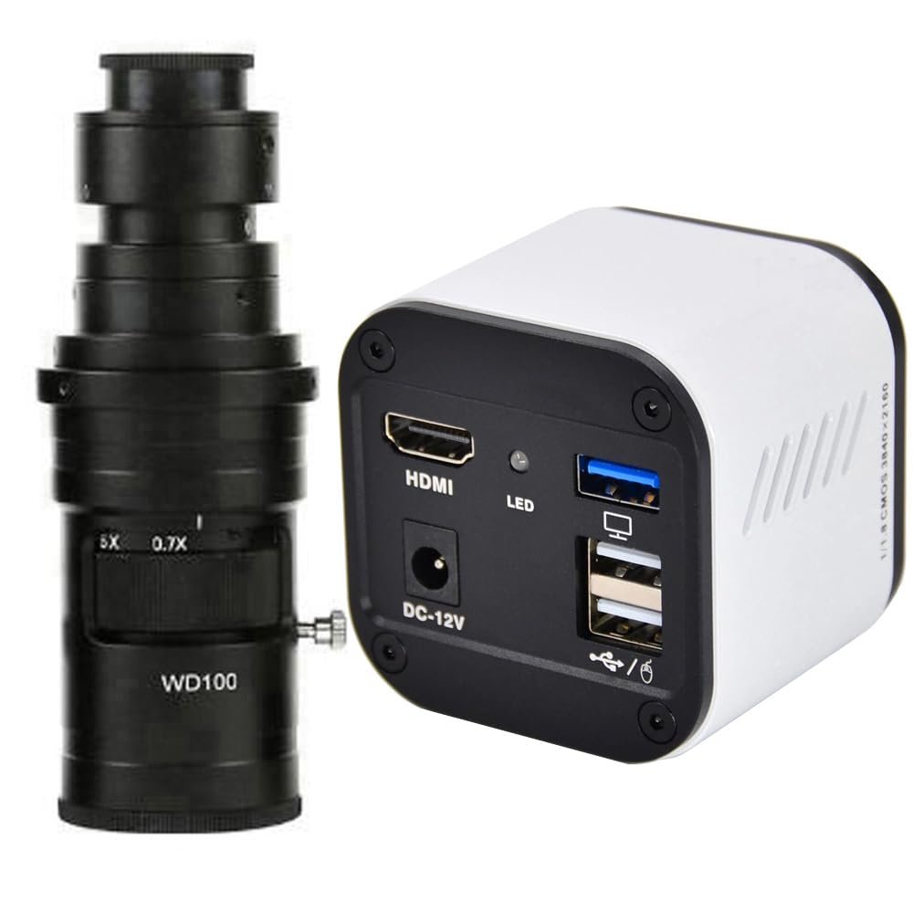 4K UHD 30fps HDMI USB Output Digital Industrial Microscope Camera & 200X C-Mount Lens
