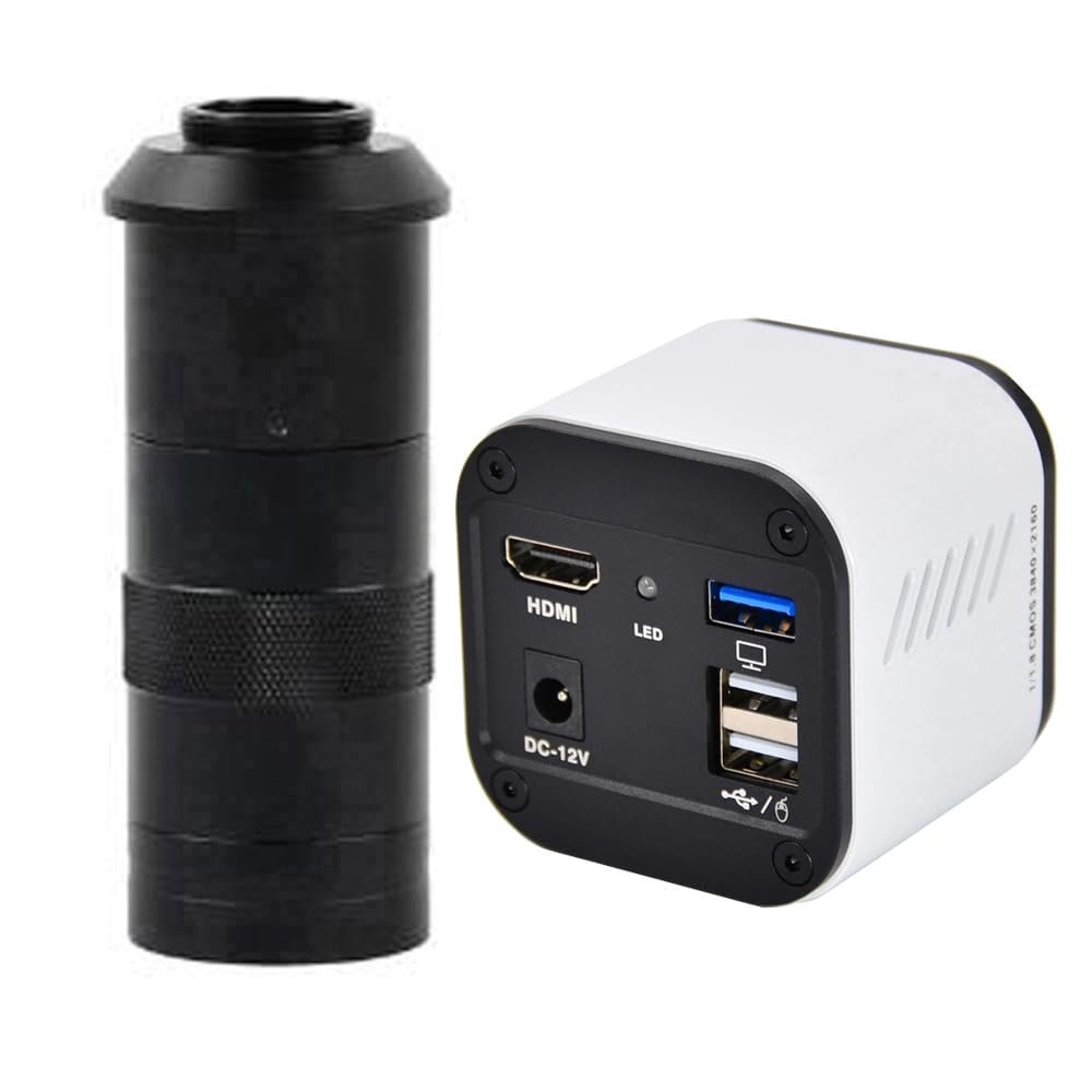 4K UHD 30fps HDMI USB Output Digital Industrial Microscope Camera & 100X C-Mount Lens