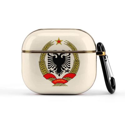 Albanian Eagle Case Cover Compatible with AirPods 3 Portable Protective Headphone Case with Keychain