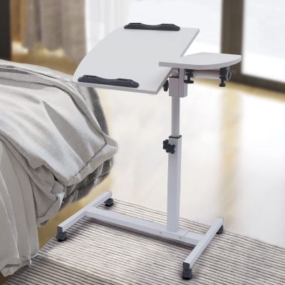 TFCFL Rolling Laptop Desk Stand Sofa Table Overbed Food Tray Rack Height Adjustable Laptop Notebook Desk Table Stand Bed Tray Home Office Computer Workstations