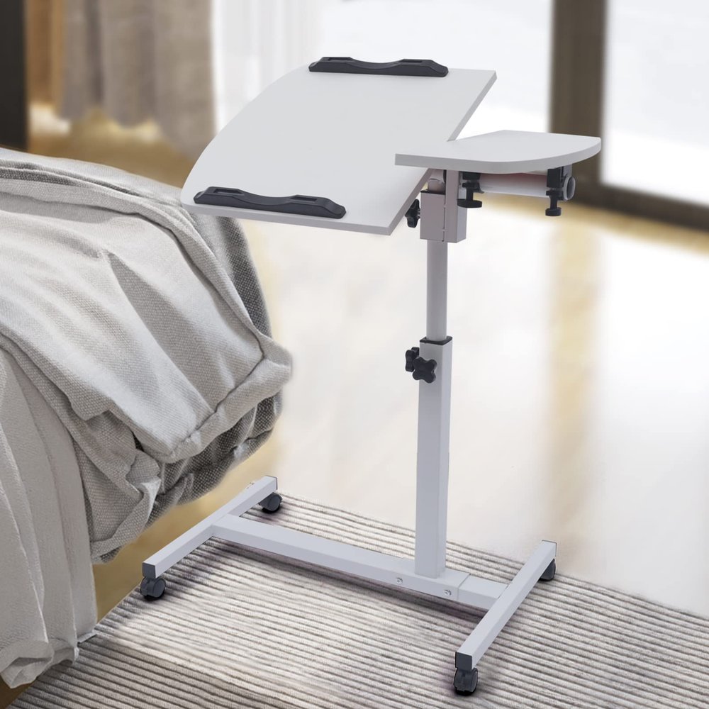 TFCFL Rolling Laptop Desk Stand Sofa Table Overbed Food Tray Rack Height Adjustable Laptop Notebook Desk Table Stand Bed Tray Home Office Computer Workstations