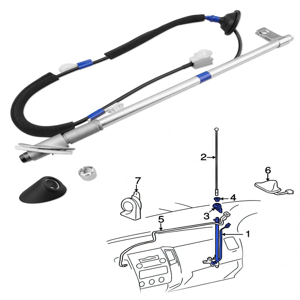 ANODZU Manual Antenna Assembly for Toyota Tacoma 2005-2015 - Includes Antenna Base, Cover, and Nut