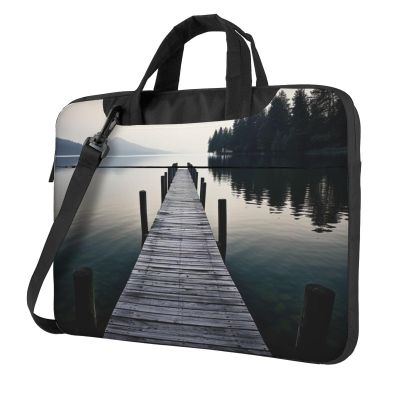 VTCTOASY Wood Jetty and Calm Lake Print Laptop Shoulder Bag With Shoulder Strap Briefcase Slim Computer Bag For Women Men 15.6 inch
