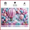 Hot Air Balloons Flowers Clouds Photography Background Colorful Hot Air Balloon Bear Baby Happy Birthday Party Banner Newborn Gender Reveal Party Cake Smash Backdrops,8x6ft view 4