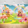 15x10ft Candyland Backdrop Cartoon Sweet Candy Donut Lollipop Rainbow Photography Background Kids Birthday Baby Shower Party Banner Decorations Supplies Photo Booth Props view 1