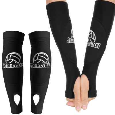 Abeillo Volleyball Arm Sleeves Passing Hitting Forearm Sleeves with Protection Foam Pads and Thumb Hole,Padded Volleyball Sleeves for Kids Youth Girls 1 Pair Black