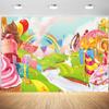 12x8ft Candyland Backdrop Cartoon Candy Sweet Cream Donut Photography Background Kids Rainbow Birthday Baby Shower Party Banner Decorations Supplies Photo Booth Props view 1