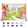 12x8ft Candyland Backdrop Cartoon Candy Sweet Cream Donut Photography Background Kids Rainbow Birthday Baby Shower Party Banner Decorations Supplies Photo Booth Props view 2